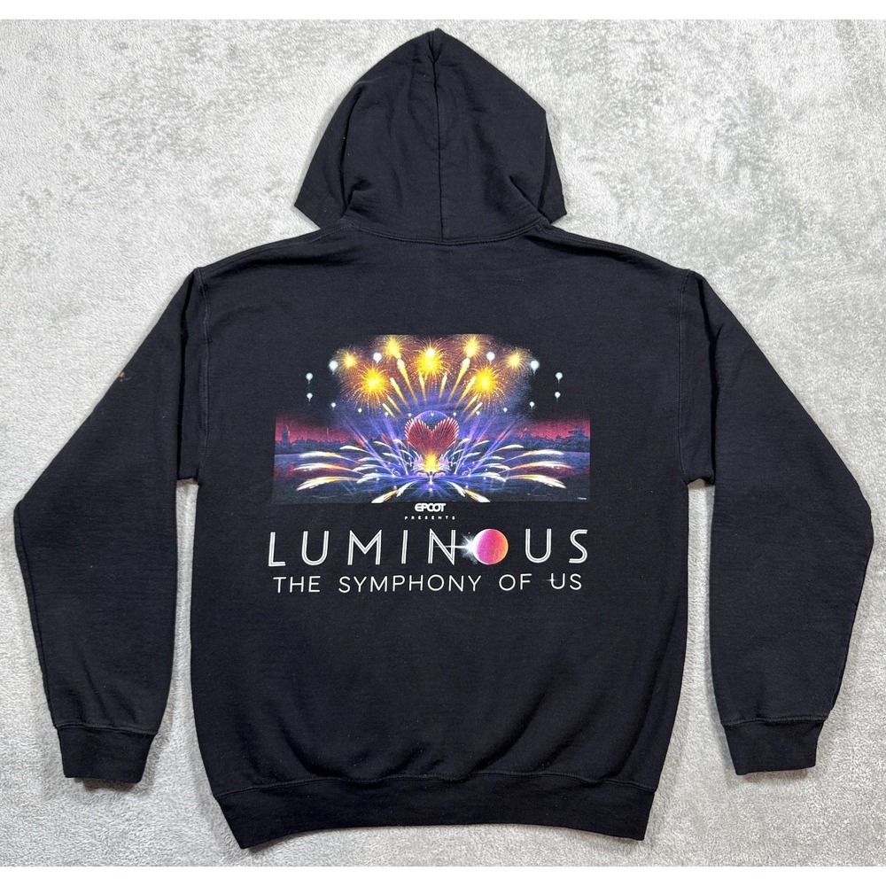 Disney Hoodie Mens Medium Faded Black Luminous Symphony of Us Epcot Pullover‎ *
